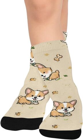 جوارب كورجي بنية لطيفة مرحة للمشي لمسافات طويلة - جوارب شتوية حرارية سميكة دافئة للأولاد والبنات للمدرسة، والارتداء اليومي والأنشطة الخارجية in Kuwait