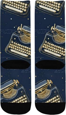 جوارب للمشي لمسافات طويلة مطبوعة على شكل آلة كاتبة باللون الكحلي - جوارب شتوية حرارية سميكة دافئة للأطفال الصغار للأولاد والبنات للمدرسة، والارتداء اليومي والأنشطة الخارجية in Kuwait