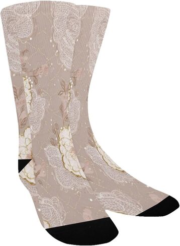 جوارب للتنزه سيرًا على الأقدام من الدانتيل بطبعات زهور - جوارب شتوية حرارية سميكة دافئة للأطفال الصغار للأولاد والبنات للمدرسة، والارتداء اليومي والأنشطة الخارجية in Kuwait