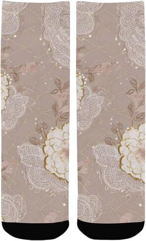 جوارب للتنزه سيرًا على الأقدام من الدانتيل بطبعات زهور - جوارب شتوية حرارية سميكة دافئة للأطفال الصغار للأولاد والبنات للمدرسة، والارتداء اليومي والأنشطة الخارجية in Kuwait