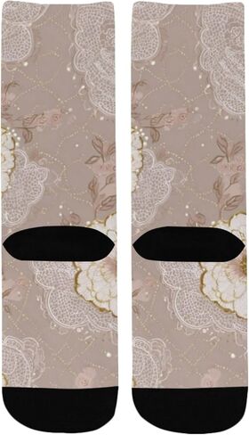 جوارب للتنزه سيرًا على الأقدام من الدانتيل بطبعات زهور - جوارب شتوية حرارية سميكة دافئة للأطفال الصغار للأولاد والبنات للمدرسة، والارتداء اليومي والأنشطة الخارجية in Kuwait