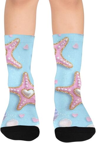 جوارب المشي لمسافات طويلة الصيفية على شكل نجمة البحر الوردية - جوارب شتوية حرارية سميكة دافئة للأطفال الصغار للأولاد والبنات للمدرسة، والارتداء اليومي والأنشطة الخارجية in Kuwait