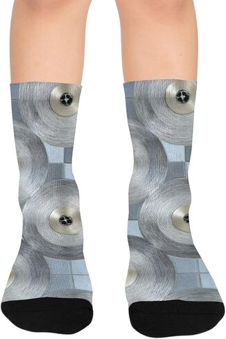 جوارب المشي لمسافات طويلة رمادية مطبوعة على شكل قرص حديث - جوارب شتوية حرارية سميكة دافئة للأولاد والبنات الصغار للمدرسة، والارتداء اليومي والأنشطة الخارجية in Kuwait