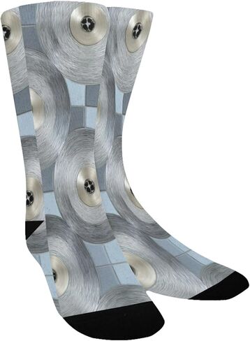 جوارب المشي لمسافات طويلة رمادية مطبوعة على شكل قرص حديث - جوارب شتوية حرارية سميكة دافئة للأولاد والبنات الصغار للمدرسة، والارتداء اليومي والأنشطة الخارجية in Kuwait