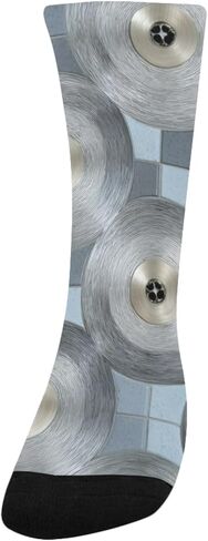 جوارب المشي لمسافات طويلة رمادية مطبوعة على شكل قرص حديث - جوارب شتوية حرارية سميكة دافئة للأولاد والبنات الصغار للمدرسة، والارتداء اليومي والأنشطة الخارجية in Kuwait