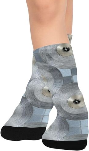 جوارب المشي لمسافات طويلة رمادية مطبوعة على شكل قرص حديث - جوارب شتوية حرارية سميكة دافئة للأولاد والبنات الصغار للمدرسة، والارتداء اليومي والأنشطة الخارجية in Kuwait