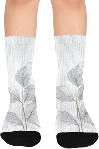 الحد الأدنى من جوارب المشي لمسافات طويلة بطبعة أوراق الشجر - جوارب شتوية حرارية سميكة دافئة للأولاد والبنات للمدرسة، والارتداء اليومي والأنشطة الخارجية in Kuwait