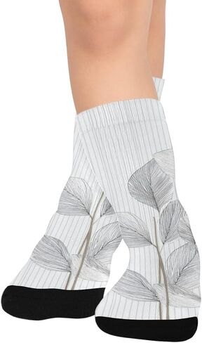 الحد الأدنى من جوارب المشي لمسافات طويلة بطبعة أوراق الشجر - جوارب شتوية حرارية سميكة دافئة للأولاد والبنات للمدرسة، والارتداء اليومي والأنشطة الخارجية in Kuwait