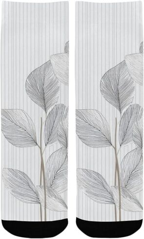 الحد الأدنى من جوارب المشي لمسافات طويلة بطبعة أوراق الشجر - جوارب شتوية حرارية سميكة دافئة للأولاد والبنات للمدرسة، والارتداء اليومي والأنشطة الخارجية in Kuwait