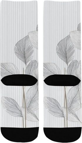 الحد الأدنى من جوارب المشي لمسافات طويلة بطبعة أوراق الشجر - جوارب شتوية حرارية سميكة دافئة للأولاد والبنات للمدرسة، والارتداء اليومي والأنشطة الخارجية in Kuwait