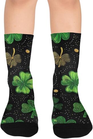 جوارب Green Lucky Clover داكنة للمشي لمسافات طويلة - جوارب شتوية حرارية سميكة دافئة للأولاد والبنات للمدرسة، والارتداء اليومي والأنشطة الخارجية in Kuwait