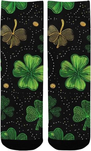 جوارب Green Lucky Clover داكنة للمشي لمسافات طويلة - جوارب شتوية حرارية سميكة دافئة للأولاد والبنات للمدرسة، والارتداء اليومي والأنشطة الخارجية in Kuwait