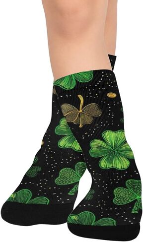 جوارب Green Lucky Clover داكنة للمشي لمسافات طويلة - جوارب شتوية حرارية سميكة دافئة للأولاد والبنات للمدرسة، والارتداء اليومي والأنشطة الخارجية in Kuwait
