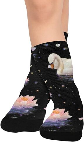 جوارب للمشي لمسافات طويلة بطباعة البجعات باللون البيج - جوارب شتوية حرارية سميكة دافئة للأولاد والبنات للمدرسة، والارتداء اليومي والأنشطة الخارجية in Kuwait