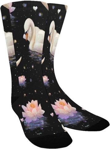 جوارب للمشي لمسافات طويلة بطباعة البجعات باللون البيج - جوارب شتوية حرارية سميكة دافئة للأولاد والبنات للمدرسة، والارتداء اليومي والأنشطة الخارجية in Kuwait