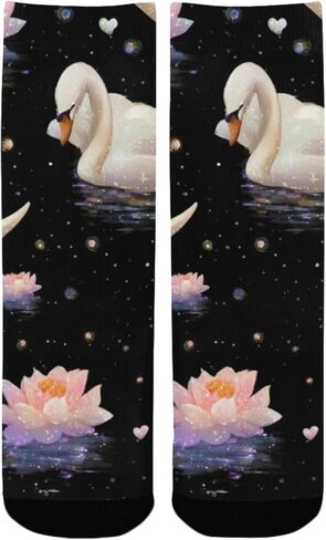 جوارب للمشي لمسافات طويلة بطباعة البجعات باللون البيج - جوارب شتوية حرارية سميكة دافئة للأولاد والبنات للمدرسة، والارتداء اليومي والأنشطة الخارجية in Kuwait