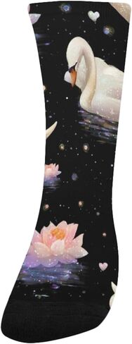 جوارب للمشي لمسافات طويلة بطباعة البجعات باللون البيج - جوارب شتوية حرارية سميكة دافئة للأولاد والبنات للمدرسة، والارتداء اليومي والأنشطة الخارجية in Kuwait