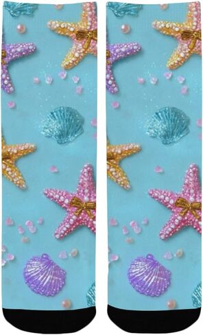 جوارب التنزه سيرًا على الأقدام بطباعة نجم البحر الباستيل - جوارب شتوية حرارية سميكة دافئة للأطفال الصغار للأولاد والبنات للمدرسة، والارتداء اليومي والأنشطة الخارجية in Kuwait