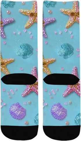 جوارب التنزه سيرًا على الأقدام بطباعة نجم البحر الباستيل - جوارب شتوية حرارية سميكة دافئة للأطفال الصغار للأولاد والبنات للمدرسة، والارتداء اليومي والأنشطة الخارجية in Kuwait