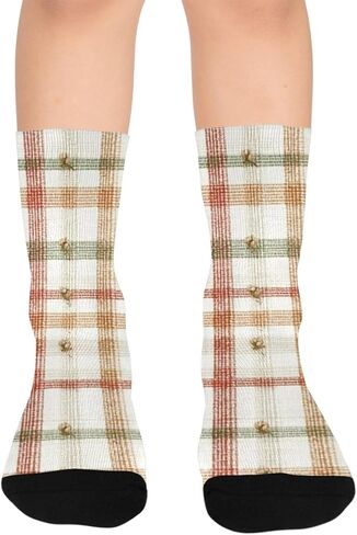 جوارب Oranfe للمشي لمسافات طويلة بطبعة مربعات ريفية - جوارب شتوية حرارية سميكة دافئة للأولاد والبنات للمدرسة، والارتداء اليومي والأنشطة الخارجية in Kuwait