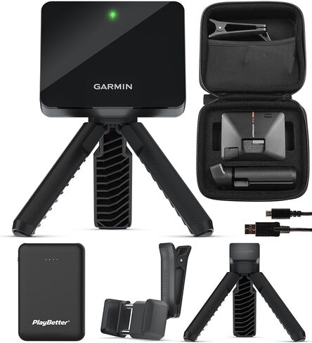 Garmin Approach R10 Portable Golf Launch Monitor & Simulator Bundle - Great for Home, Outdoor & Indoor, Projector Compatible with PlayBetter Portable Charger, Alignment Stand, Case, Tripod & Adapter in Saudi Arabia