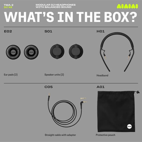 AIAIAI TMA-2 DJ XE - Professional On Ear Headphones for DJs with Clear Balanced Sound, High Isolation Earpads, and Weighing Only 168g, Modular Design with Easily Replaceable Parts in Kuwait