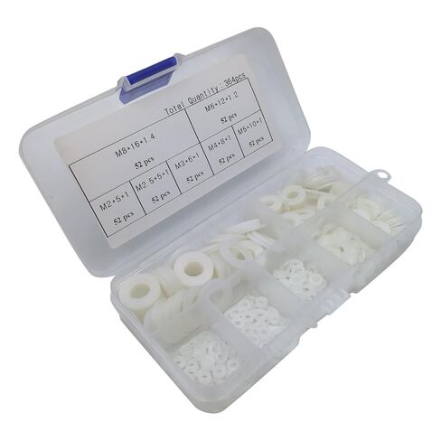 364 Pcs White Nylon Plastic Washer Set M2-M8 Flat Round Washers for High Temperature Dielectric Insulation in Saudi Arabia