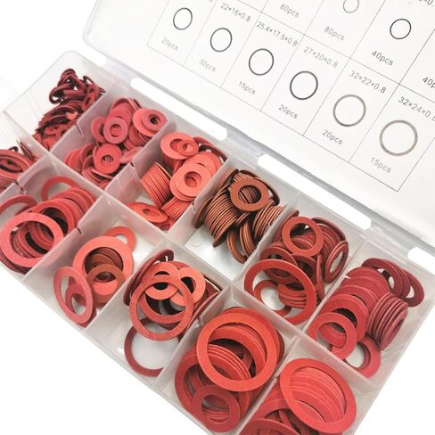 600Pcs M10 M12 M16 M20 M22 M25 M32 Flat Washer Red Steel Paper Fiber Insulation Ring Seal Fastener Spacer Tools Set in Saudi Arabia