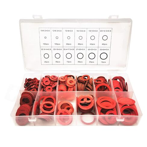 600Pcs M10 M12 M16 M20 M22 M25 M32 Flat Washer Red Steel Paper Fiber Insulation Ring Seal Fastener Spacer Tools Set in Saudi Arabia