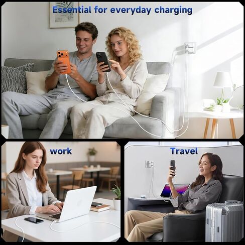أنا الهاتف 15 16 شاحن الشاحن السريع 3 حزمة ، USB C شاحن الحائط 6 قدم USBC إلى كابل USBC ، محول USB C Block Wall لـ I Phone 16/16 Plus/16 Pro/16 Pro Max/15 Plus/15 Pro ، Purple in Kuwait