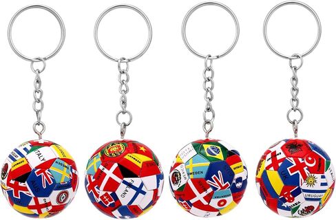 4pcs National Flags Soccer Keychains, Fashionable National Flags Football Keychain Sports Presents & Accessories for Women Men Sports Gadgets in Saudi Arabia