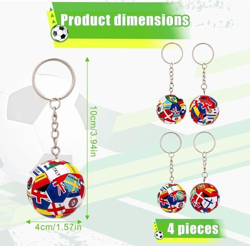 4pcs National Flags Soccer Keychains, Fashionable National Flags Football Keychain Sports Presents & Accessories for Women Men Sports Gadgets in Saudi Arabia
