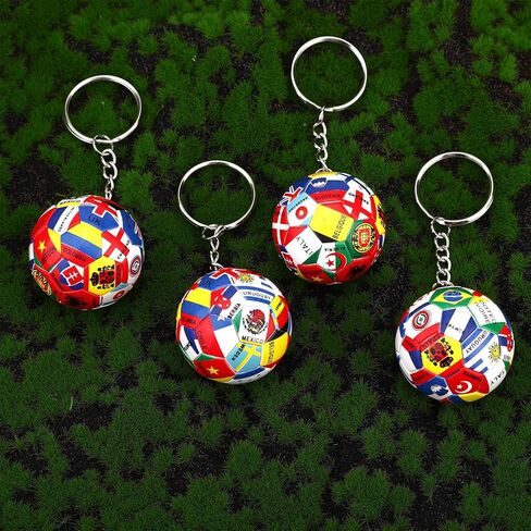 4pcs National Flags Soccer Keychains, Fashionable National Flags Football Keychain Sports Presents & Accessories for Women Men Sports Gadgets in Saudi Arabia