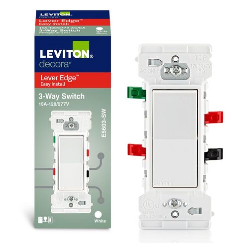 Leviton Lever Edge 15 Amp 3-Way Rocker Switch, 10-Pack, E5603-MW, White in Saudi Arabia