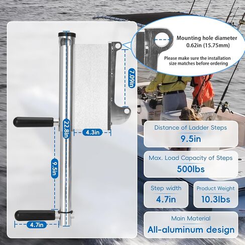 سلم إعادة الصعود في حالات الطوارئ بخطوتين، سلم لوحة جاك الطوارئ للقوارب، خطوة دوارة لقارب الصيد، تصميم من الألومنيوم بالكامل in Kuwait