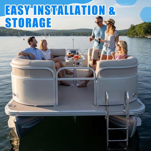 4 Step Boat Ladder, 62" 304 Stainless Steel Pontoon Heavy Duty Folding Dock Non-Slip Swim Ladder for Pontoon Boat, Dock, Deck, Marine Use in Kuwait