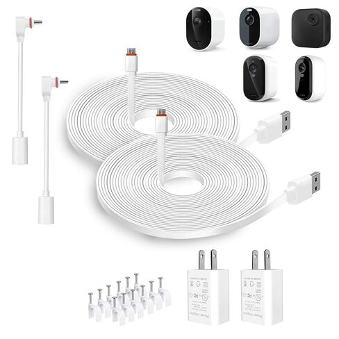 DIANMU 2Pack 26FT Charging Cable with Adapter for Arlo Essential 2K (2nd Gen) / Arlo Essential Spotlight Camera, Blink Outdoor 4(4th Gen)/(3rd Gen), Weatherproof Outdoor Flat Power Cord and Charger in Kuwait