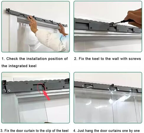 Clear PVC Strip Curtain, 1.7mm Thick Plastic Door Strip, 1.9x2.4m Freezer Curtain for Energy Efficiency, 13-Piece White Doorway Curtain in Saudi Arabia