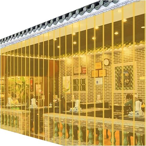 طقم ستائر من شريط PVC للفريزر، شرائط ستائر بلاستيكية صناعية، فينيل مقاوم للماء للجزارين والتخزين البارد، بسمك 1.7 مم، 90 × 2 سم، أصفر in Kuwait