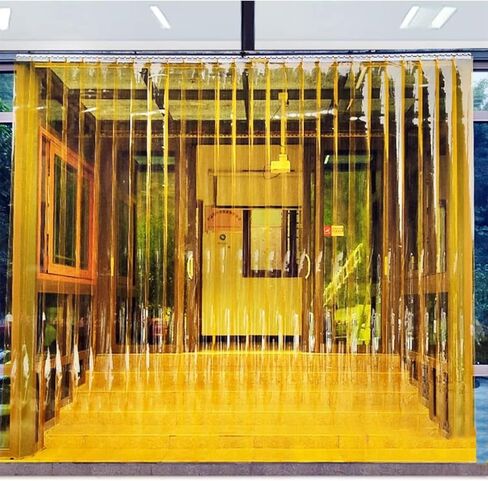 طقم ستائر من شريط PVC للفريزر، شرائط ستائر بلاستيكية صناعية، فينيل مقاوم للماء للجزارين والتخزين البارد، بسمك 1.7 مم، 90 × 2 سم، أصفر in Kuwait