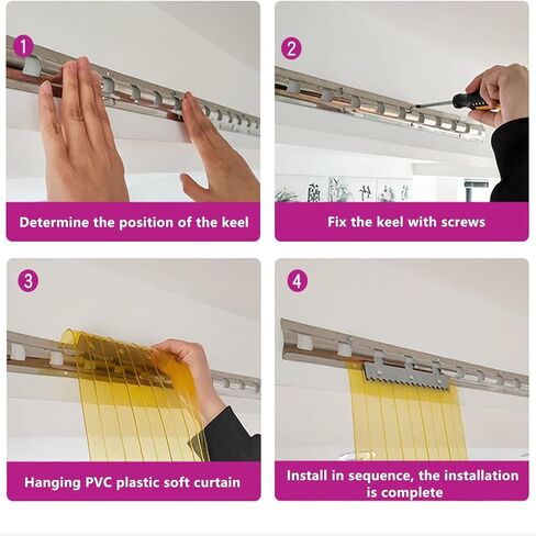 طقم ستائر من شريط PVC للفريزر، شرائط ستائر بلاستيكية صناعية، فينيل مقاوم للماء للجزارين والتخزين البارد، بسمك 1.7 مم، 90 × 2 سم، أصفر in Kuwait