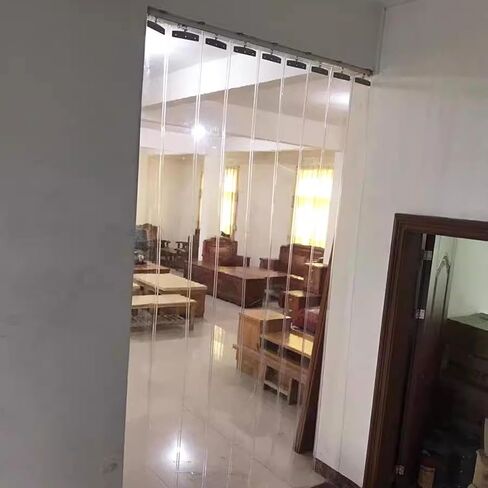 ستارة باب بشريط PVC - حاجز صناعي مقاوم للماء ومقاوم للعوامل الجوية - ستارة قابلة للطي من البلاستيك الناعم قابلة للسحب للاستخدام المنزلي والتجاري، سهلة التركيب، متينة ومرنة in Kuwait