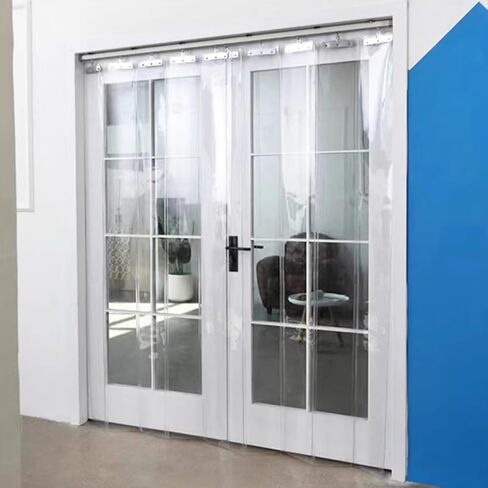 ستارة باب بشريط PVC - حاجز صناعي مقاوم للماء ومقاوم للعوامل الجوية - ستارة قابلة للطي من البلاستيك الناعم قابلة للسحب للاستخدام المنزلي والتجاري، سهلة التركيب، متينة ومرنة in Kuwait