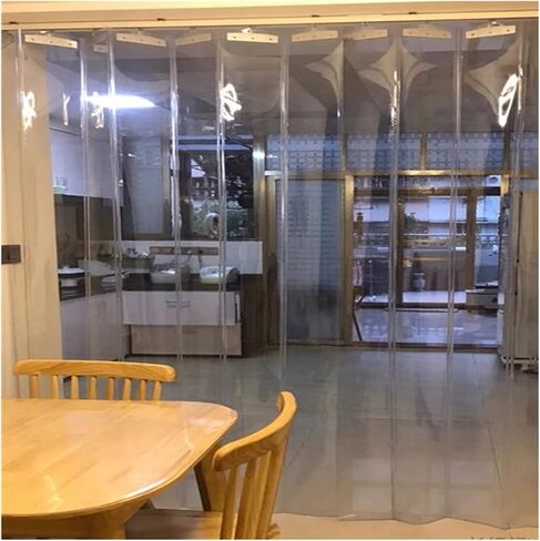 PVC Strip Curtain, Plastic Sliding Door Curtain Transparent Windshield Door Strip Ideal for Personnel Door/Chiller/Coldstore Outdoor Waterproof Curtain (Color : Clear, Size : 1.05x2m) in Saudi Arabia