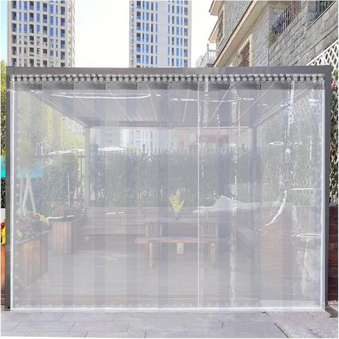 طقم ستائر شريطية شفافة من مادة PVC - شرائط أبواب من الفينيل الشفاف لشرفات المراقبة والحدائق والمستودعات والمطاعم وغرف التبريد - تتضمن قضبان ومشابك من الفولاذ المقاوم للصدأ in Kuwait