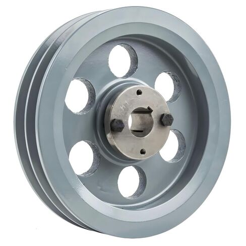 2BK80H/H-1 Compressor 7.75" Dual Groove Pulley - for Masterdrive Mechanical Power Transmis Part - Cast Iron Pulley Replacement/Belt B Section 5L with 1" Sheave Bushing - Gray Solid Steel in Saudi Arabia