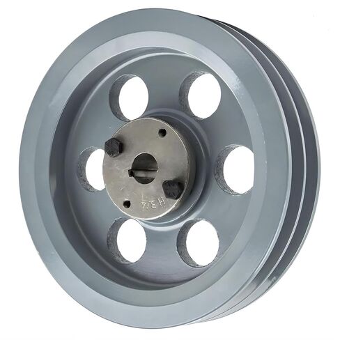 2BK80H/H-3/4 Compressor 7.75" Dual Groove Pulley - for Masterdrive Mechanical Power Transmis Part - Cast Iron Pulley Replacement/Belt B Section 5L with 3/4" Sheave Bushing - Gray Solid Steel in Saudi Arabia
