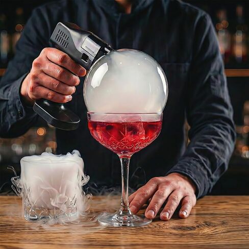 Cocktail Bubble Smoke Gun - Adds Flavor & Visual Effect to Drinks & Food, Dual Modes, Color Display, Rechargeable 5000mAh, Ideal for Home, Bars, Parties & Gifts in Kuwait