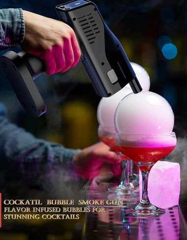 Cocktail Bubble Smoke Gun - Adds Flavor & Visual Effect to Drinks & Food, Dual Modes, Color Display, Rechargeable 5000mAh, Ideal for Home, Bars, Parties & Gifts in Kuwait