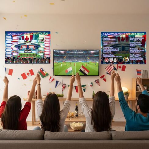 World Cup Schedule Poster 2026 & Final Round 48-Team Collection Showcase,2Pcs Folded Poster&Handwritten Ballpoint Pen,Football Wall chart Tournament Schedule and Team Info Chart Gifts for Soccer Fans in Saudi Arabia